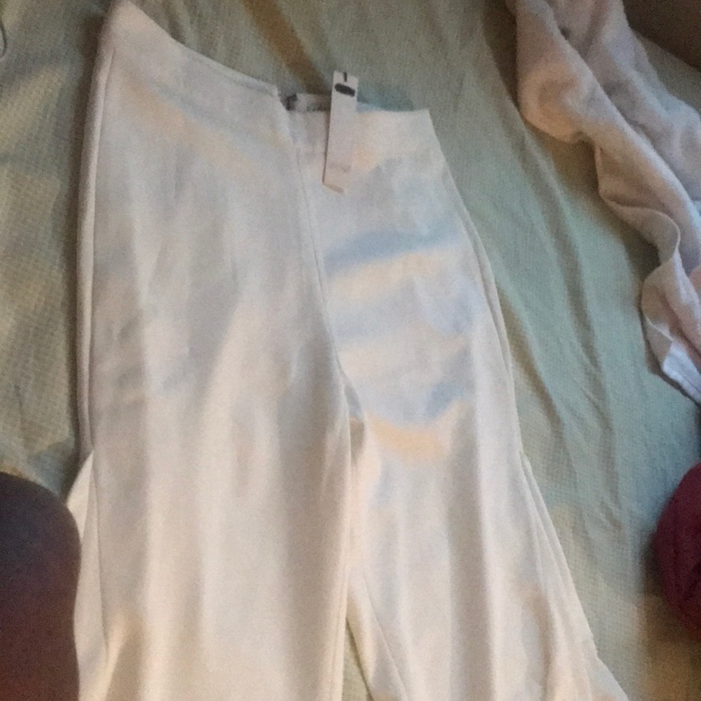 White wide leg pants for women